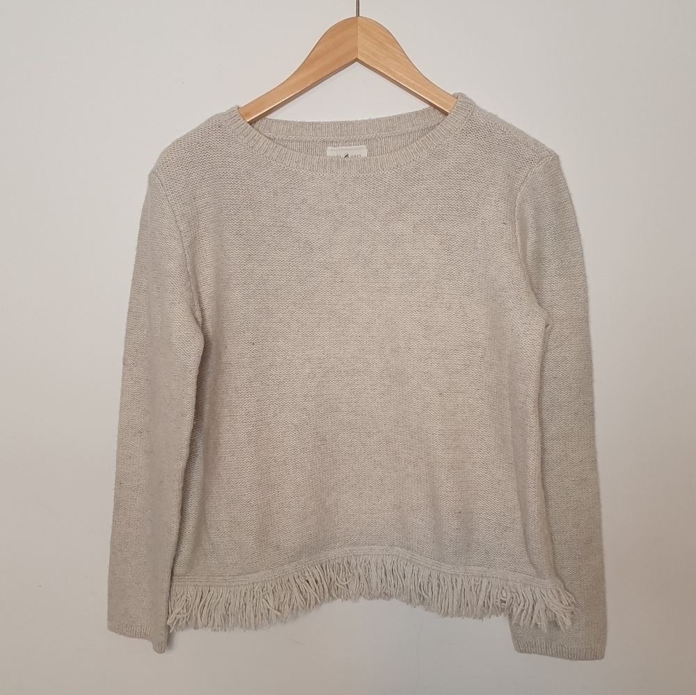 Lou & Grey Wool Blend Sweater With Frayed Hem in Size Medium